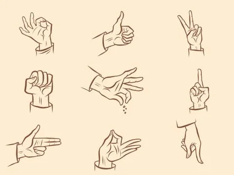 Fingers a set of hand gestures Stock Illustration