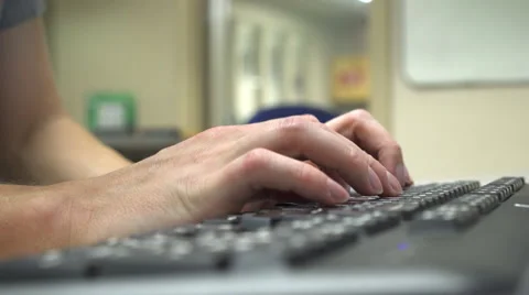 Fingers of student in classroom quickly typing on keyboard 4k Stock-Footage 59233684