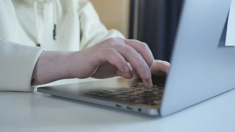 Fingers Taping Keyboard Screen Work Computer Close Up Stock Footage 101258831