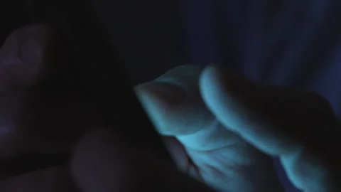 Fingers Tapping Mobile Phone Screen In Teal Light Digital Security Concept Stock Footage 346361439
