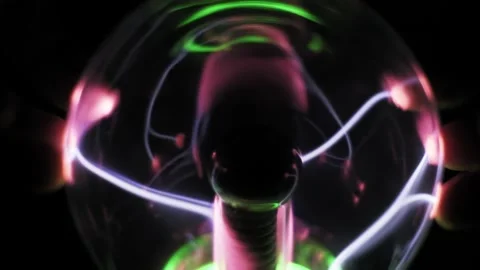 Fingers Touch Plasma Globe Attracting Arcs Stock Footage 322147287