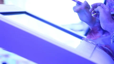 Fingers on the touchpad Stock Footage 129273792