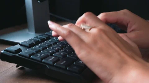 Fingers type text. Background wooden table. Remote Access Freelancer Jobs Stock Footage 116080679