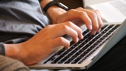 Fingers Typing on Computer Keyboard Stock Footage