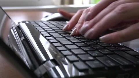Fingers typing laptop computer keyboard Stock Footage 46617443
