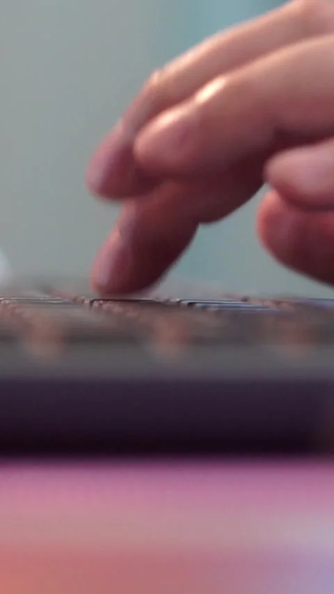 Fingers Typing on Wireless Computer Keyboard Close Up Stock Footage 348419706