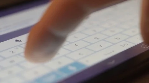Fingers writing in digital keyboard touchscreen tablet 4k Stock Footage 72901170