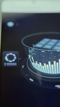 Fingertip interacts with a luminous cylindrical three-dimensional bar Stock Photos