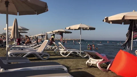 Finikoudes beach, Larnaca Stock Footage 89728800