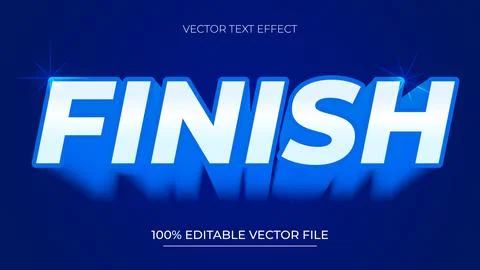 Finish 3D editable text effects with blue and white color Stock Illustration
