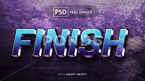Finish 3d text effect editable PSD Template
