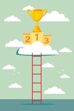 Finish first, second, or third, so as to appear on a podium for an award. Ilustración de archivo