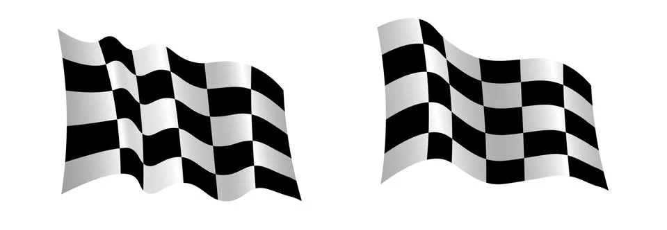 Finish flag in a static position and in motion, developing in the wind Stock Illustration