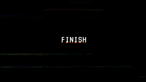Finish glitch text on black background Stock Footage 313439771