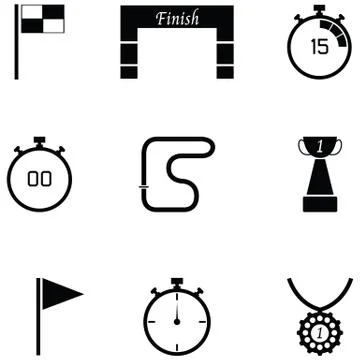 Finish icon set Stock Illustration