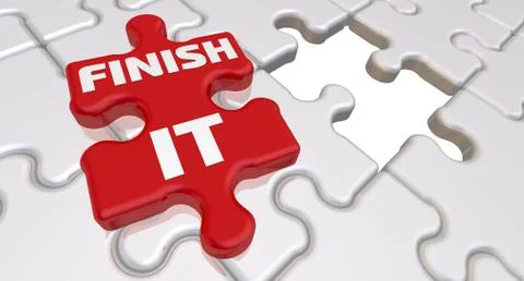 Finish it. The inscription on the missing element of the puzzle Stock Illustration