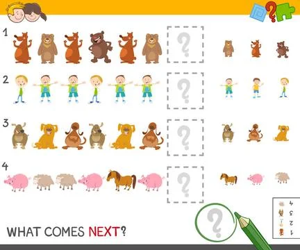 Finish the pattern activity game Cartoon Illustration of Finishing the Pat... Stock Photos