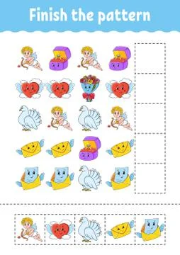 Finish the pattern. Cut and play. Education developing worksheet. Activity pa Stock Illustration