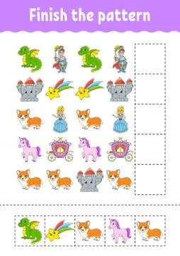 Finish the pattern. Cut and play. Education developing worksheet. Activity pa Stockillustratie