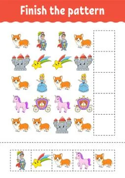 Finish the pattern. Cut and play. Education developing worksheet. Activity pa Stockillustratie