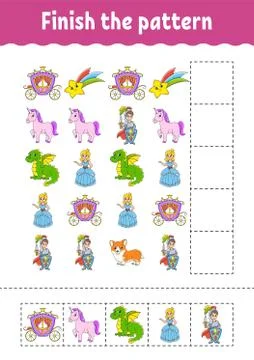 Finish the pattern. Cut and play. Education developing worksheet. Activity pa Stockillustratie