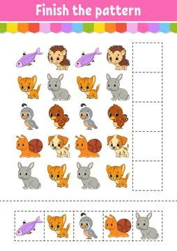 Finish the pattern. Cut and play. Education developing worksheet. Activity pa Stockillustratie