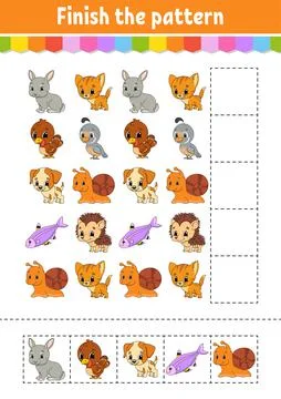 Finish the pattern. Cut and play. Education developing worksheet. Activity pa Stockillustratie