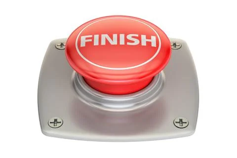 Finish red button, 3D rendering Illustrazione stock