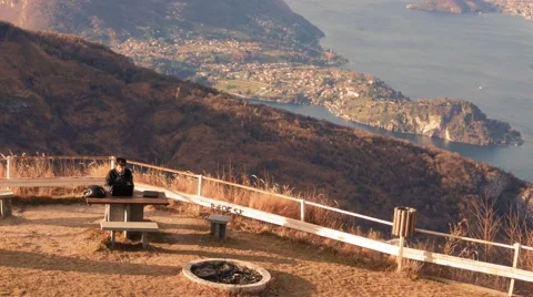 Finish work on the PC in the mountains Stock Footage 59526937