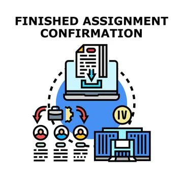 Finished assignment confirmation process vector illustration Illustrazione stock