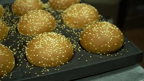 The finished buns for the burgers Stock Footage 80628666