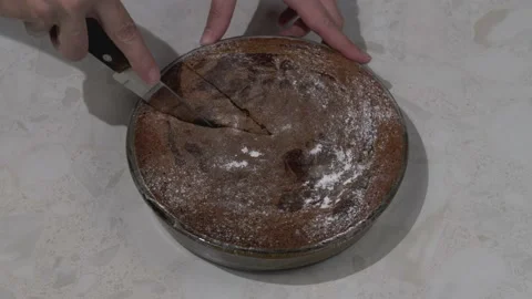 The finished cake is cut into wedges Stock Footage 164500962