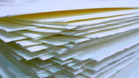 Finished cellulose sheets in briquettes. Pulp production Stockbeeldmateriaal 324884155