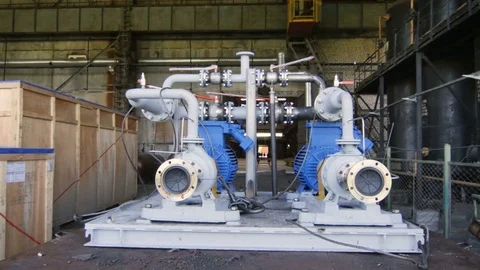 Finished Compressor Transported in Workshop Stock Footage 74632947