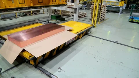 Finished copper sheets out of the machine Video stock 103847919