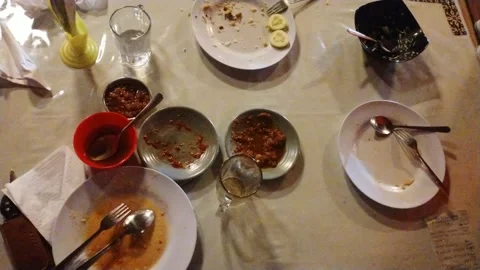 Finished Dinner Stock Footage 221329228