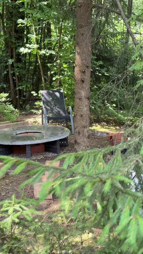 Finished DIY Round Concrete Fire Pit Table with Firewood Storage Видео 342002082