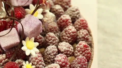 Finished luxury raspberry tart Stock-Footage 11370423