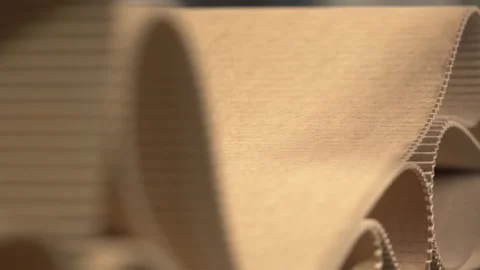 Finished material in form of wavy corrugated cardboard Stock Footage 295152060