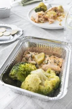 Finished Meal at Restaurant Table with Request for Doggy Bag  Zero Waste Co.. Stock Photos