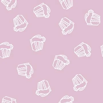 Finished pottery products line vector seamless pattern Stock Illustration