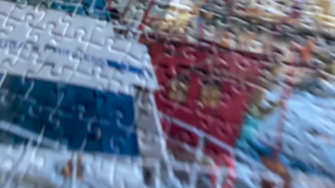 Finished puzzle - harbor scene Stock Footage 168833275