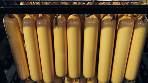 Finished Smoked Cheese Maturation Process In Production Storage Facility Stock Footage 242831184