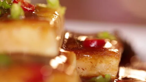 Finished vegetable tofu stuffed with meat stuffed with Tofu (3) Stock Footage 202160871