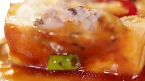 Finished vegetable tofu stuffed with meat stuffed with Tofu (2) Stock Footage 202160876