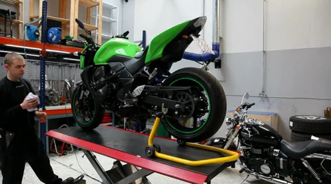 Finished working on the motorcycle Stock-Footage 36355009