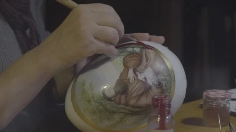 Finishing a Ceramic Vase Stock Footage 85630766