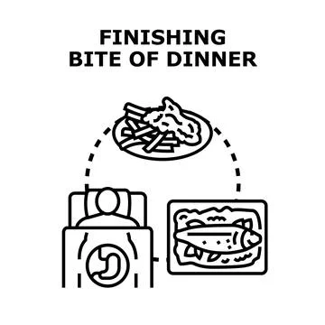 Finishing dinner before sleeping, digestion process concept Stock Illustration
