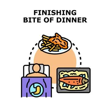 Finishing dinner before sleeping, digestion process concept Stock Illustration