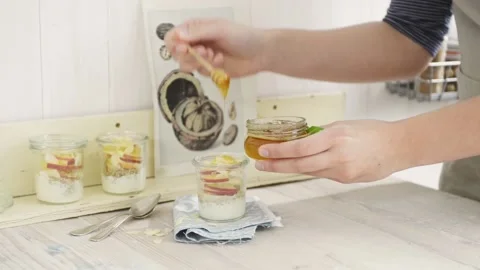 Finishing oatmeal Stock Footage 140268763